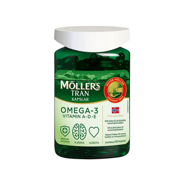 Меллер омега 3 Тран  (Moller omega 3 trankapsler) 160 капсул с витаминами А, Д, Е